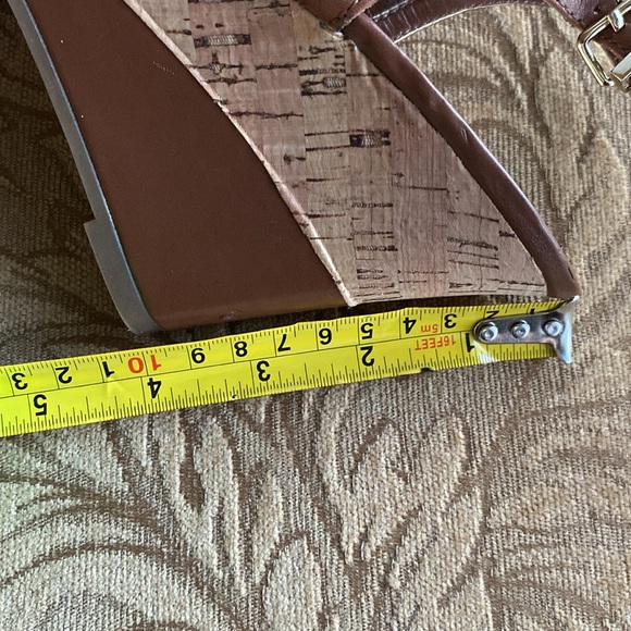 Connie NAKITA Cork Wedge woman’s sandal shoe tan brown leather upper size 7.5 🌹 - Picture 12 of 17